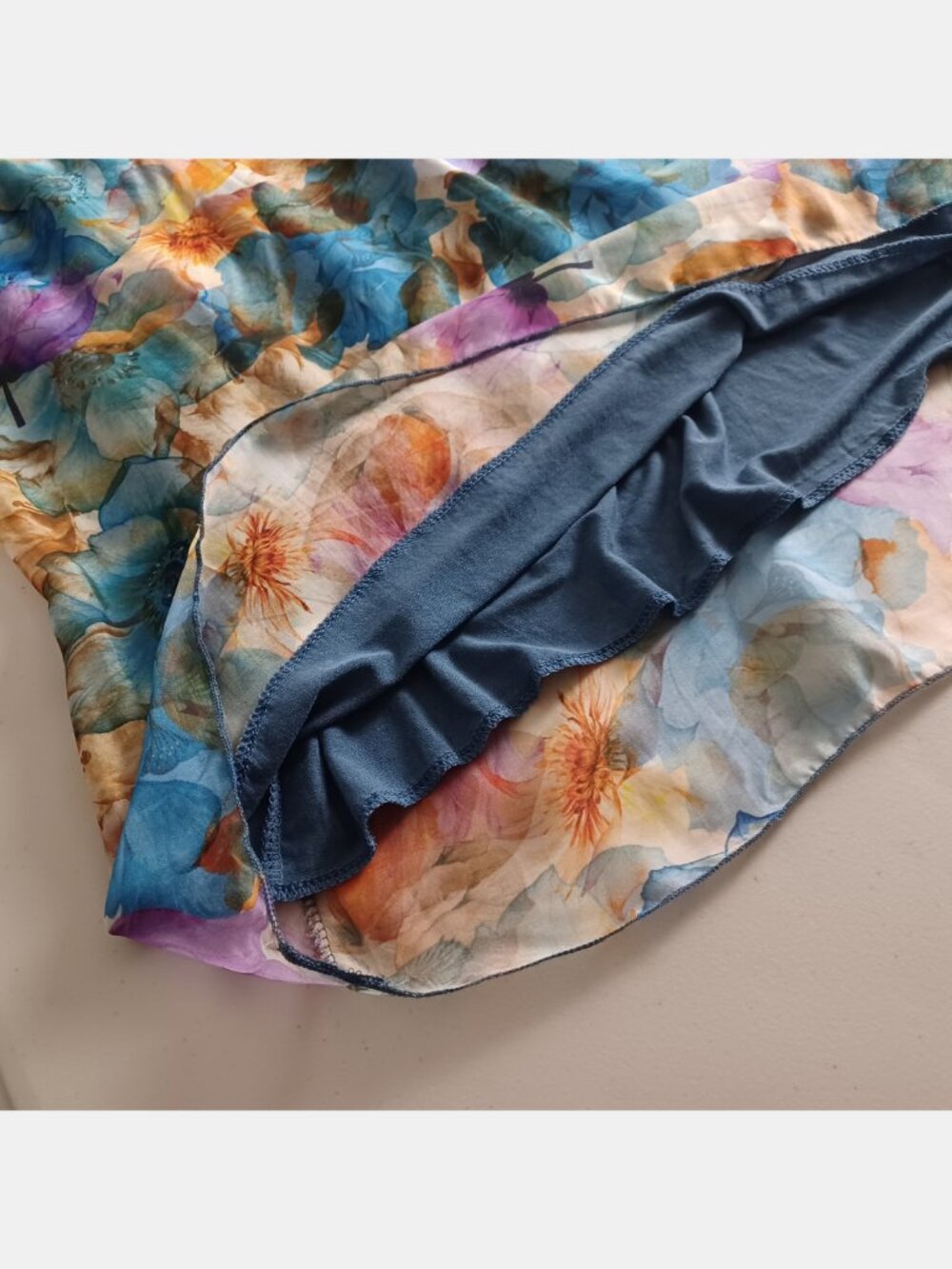 Le Ragazze Silk-Blend Floral-Watercolour Flutter Sleeve Maxi Dress (M) - Picture 8 of 16